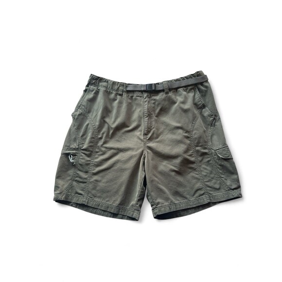 Columbia Men's XXL Khaki Green Cargo Shorts with Integrated Belt Cotton Nylon - Picture 1 of 4